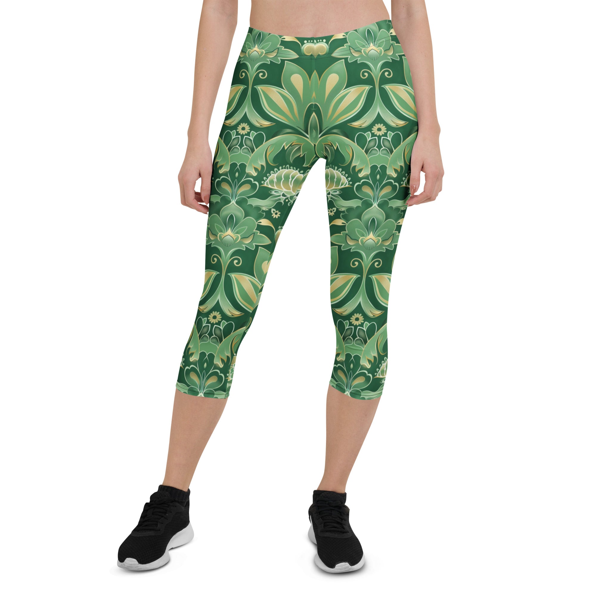 "Green Lotus" Capri Leggings Secondary image