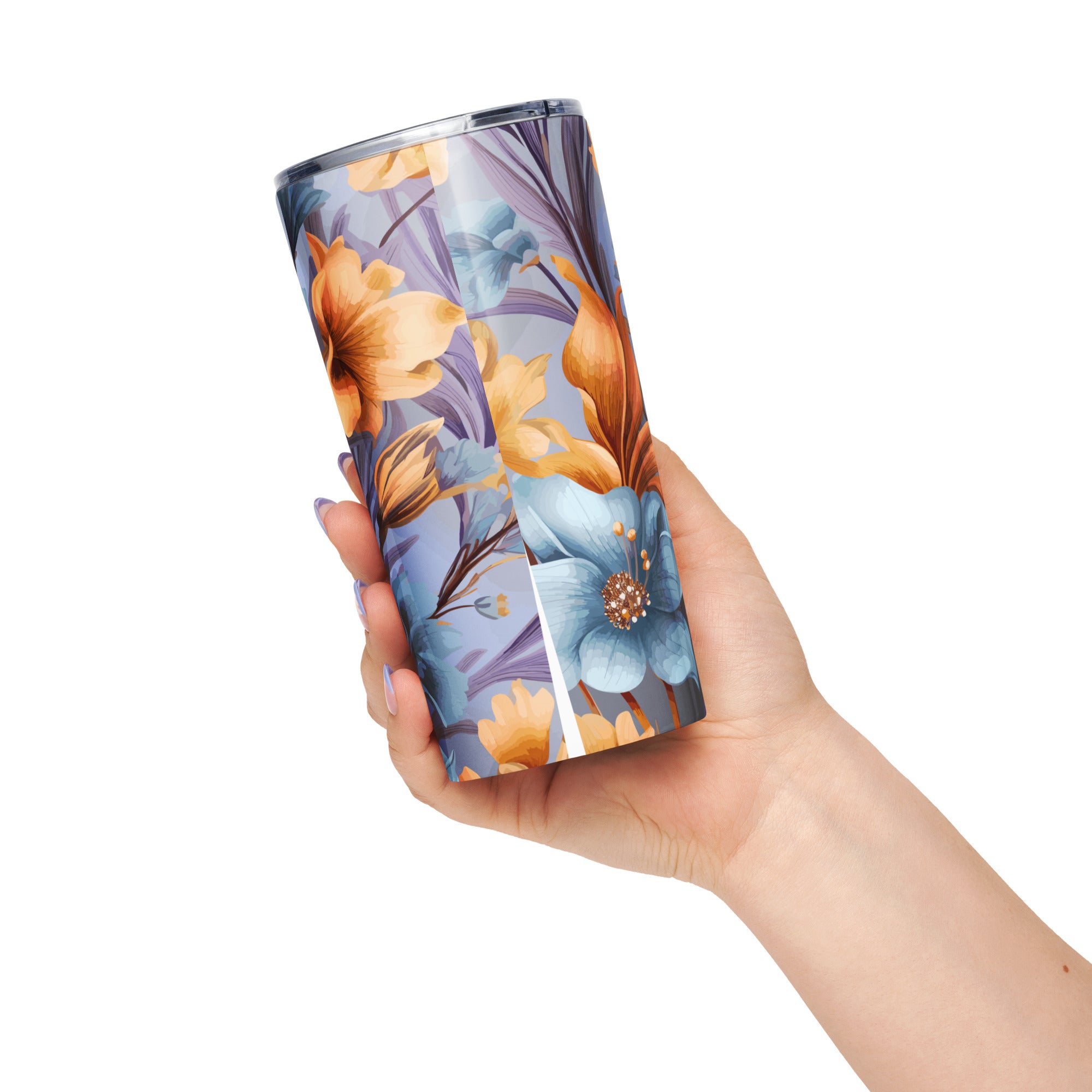 "Blue Floral" Stainless Steel Tumbler Secondary image